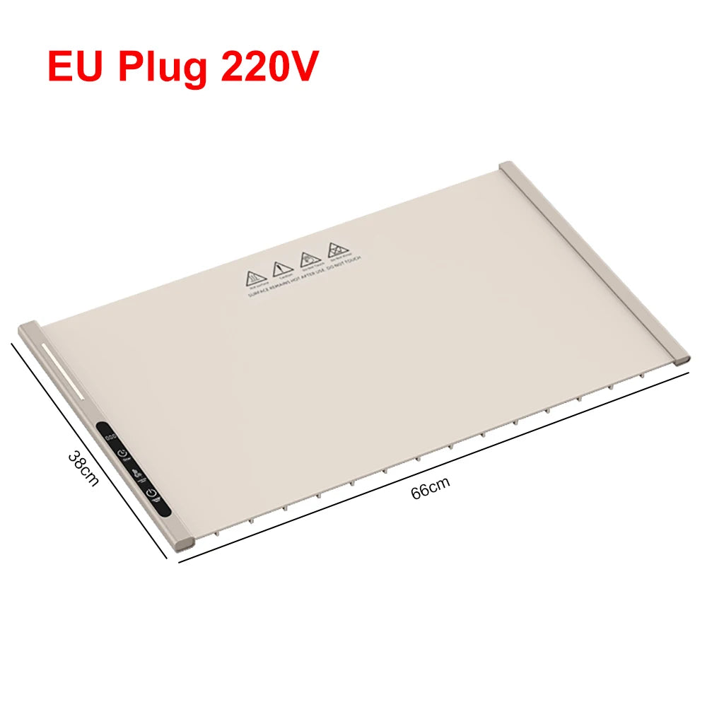 Electric Food Warming Tray Fast Constant Heating Mat Portable Foldable Warm Tray with 8 Temperature Settings Food Warmer Plate