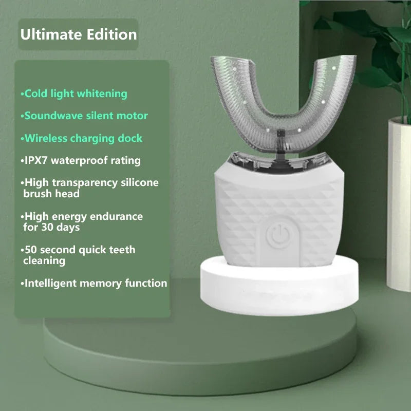 Electric Toothbrush U-Shaped Automatic Ultrasonic 360° USB Charge Toothbrush Intelligent Rechargeable Toothbrus Adult