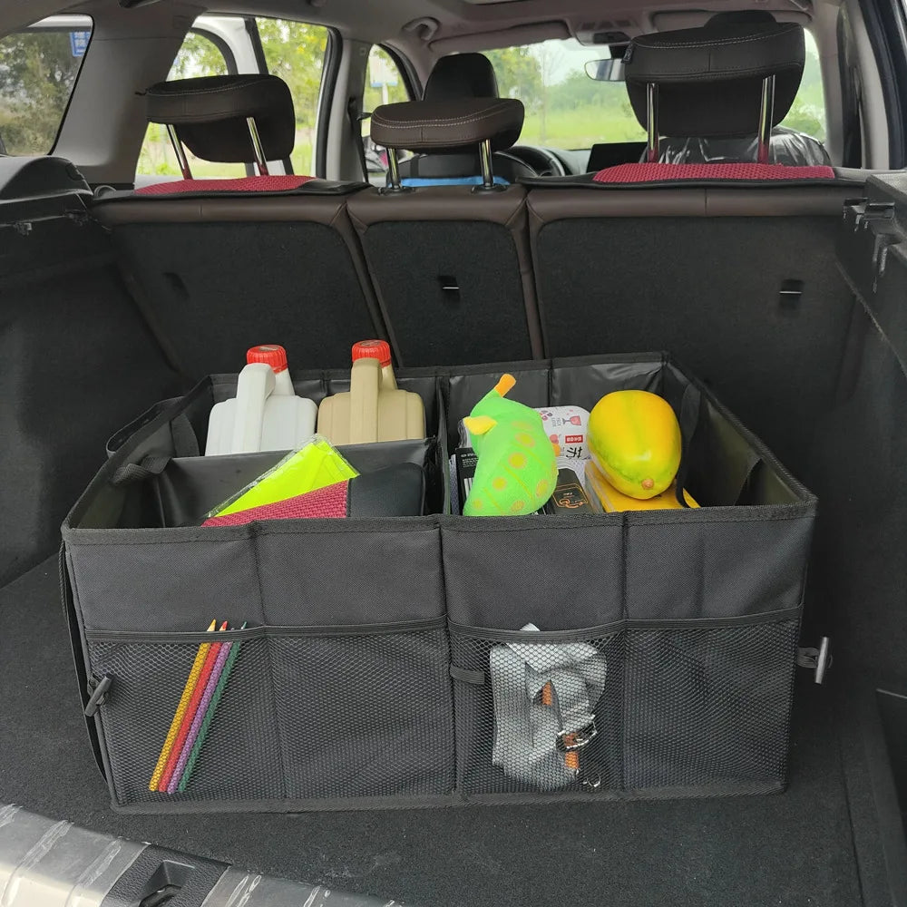 Car Trunk Organizer - Collapsible, Multi-Compartment Automotive SUV Car Organizer for Storage w/Adjustable Straps - Truck & Car