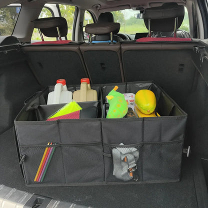 Car Trunk Organizer - Collapsible, Multi-Compartment Automotive SUV Car Organizer for Storage w/Adjustable Straps - Truck & Car