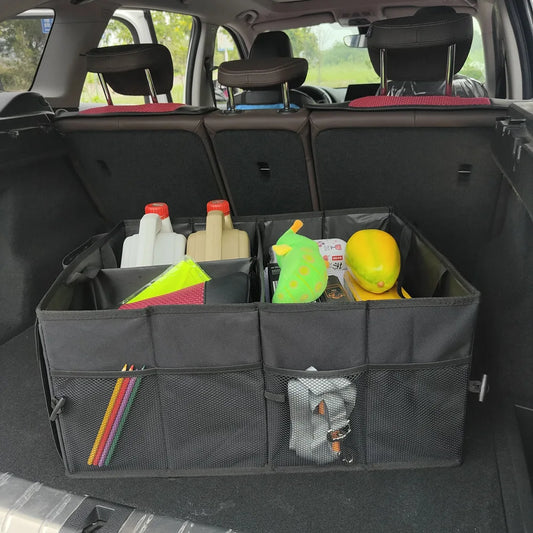 Car Trunk Organizer - Collapsible, Multi-Compartment Automotive SUV Car Organizer for Storage w/Adjustable Straps - Truck & Car