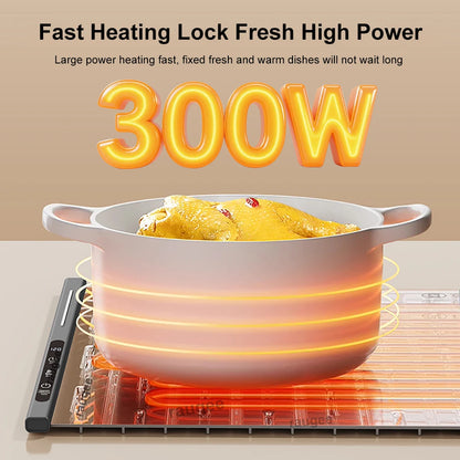 Electric Food Warming Tray Fast Constant Heating Mat Portable Foldable Warm Tray with 8 Temperature Settings Food Warmer Plate