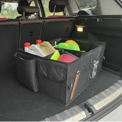 Car Trunk Organizer - Collapsible, Multi-Compartment Automotive SUV Car Organizer for Storage w/Adjustable Straps - Truck & Car