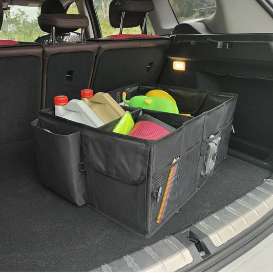 Car Trunk Organizer - Collapsible, Multi-Compartment Automotive SUV Car Organizer for Storage w/Adjustable Straps - Truck & Car