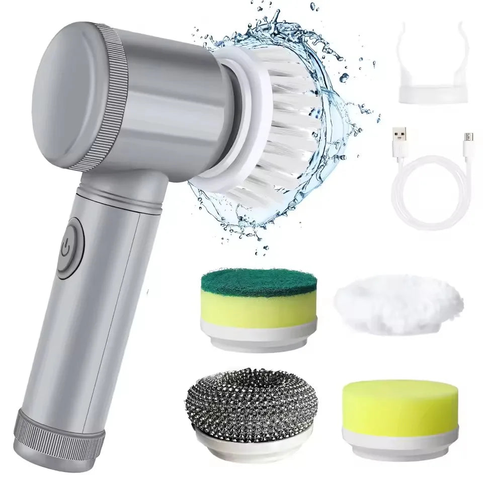 Electric Spin Scrubber, Electric Cleaning Brush 5-in-1 Handheld Kitchen Cleaner Cordless Spin Scrubber, Power Scrubber Bathroom