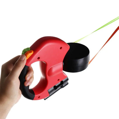 With Lights Double Dog Walking Leash Adjustable Reflective Dual Retractable Rotation Rope Nylon 360 Swivel