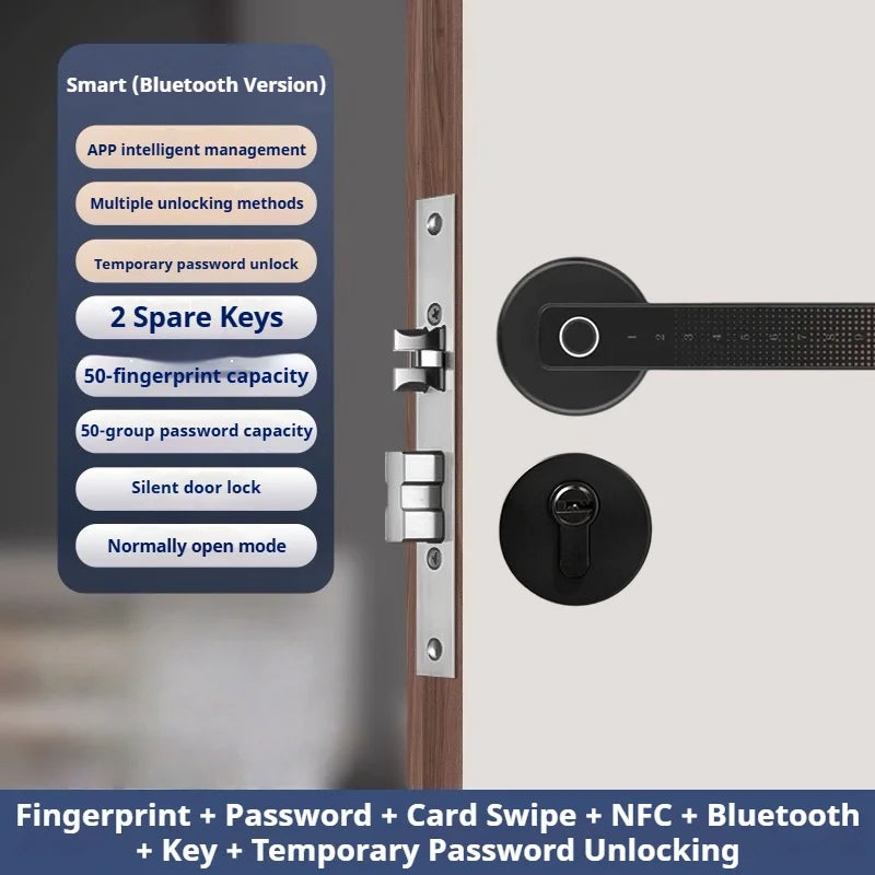 Bluetooth Fingerprint Smart Door Lock with Keyboard Handle for Home Apartment Office Front Door Bedroom Front Door Lock