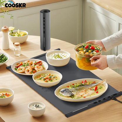 Electric Food Warming Tray Fast Constant Heating Mat Portable Foldable Warm Tray with 8 Temperature Settings Food Warmer Plate