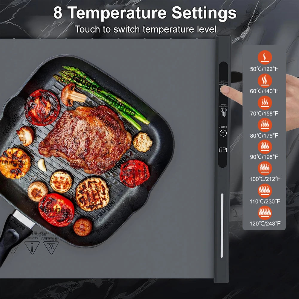 Electric Food Warmer Plate Foldable Warming Tray Plate Warmer Mat Food Fast Heating Portable Electric Warming Tray 8 Tem Setting