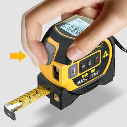 3 in 1 Laser Rangefinder 5M Tape Measure Ruler LCD Display with Backlight Distance Meter Building Measurement Device