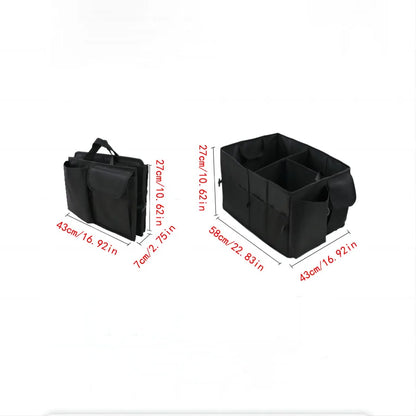 Car Trunk Organizer - Collapsible, Multi-Compartment Automotive SUV Car Organizer for Storage w/Adjustable Straps - Truck & Car