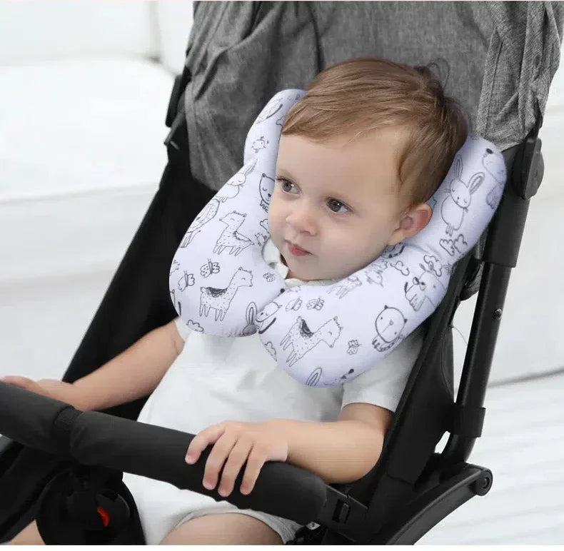 Baby Stroller U-Shaped Neck Pillow - Cartoon Design Newborn Car Seat Sleeping Headrest Cushion Kids Neck Support Protector