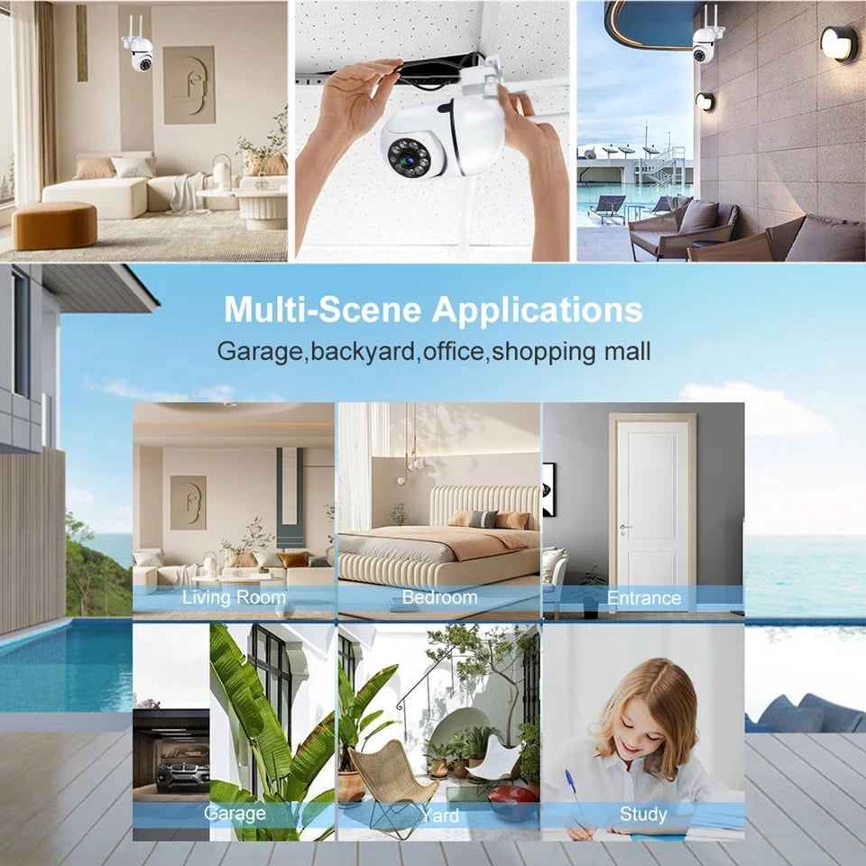 8MP Wireless Security Survillance PTZ Camera Wifi IP Outdoor 4X Zoom Cameras AI Human Tracking Two-way Audio HD Night Color Cam