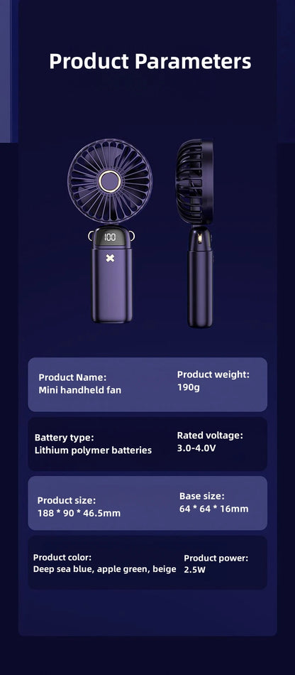 Mini Handheld Small Fan Portable Portable Silent Office Desk Student On Dormitory Charging Outdoor Hand Holding Fan Small