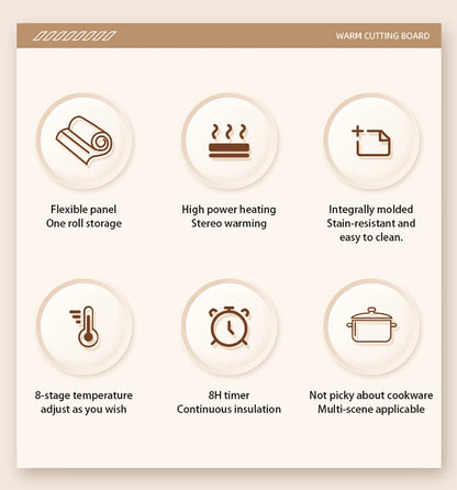 Electric Food Warming Tray Fast Constant Heating Mat Portable Foldable Warm Tray with 8 Temperature Settings Food Warmer Plate