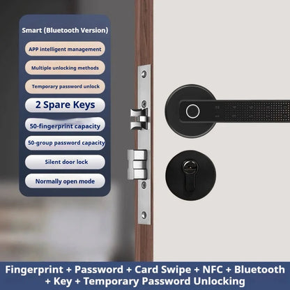 Bluetooth Fingerprint Smart Door Lock with Keyboard Handle for Home Apartment Office Front Door Bedroom Front Door Lock