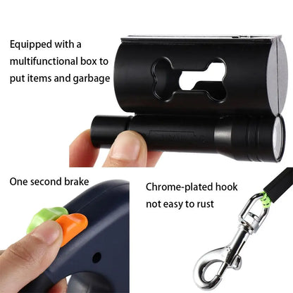 With Lights Double Dog Walking Leash Adjustable Reflective Dual Retractable Rotation Rope Nylon 360 Swivel