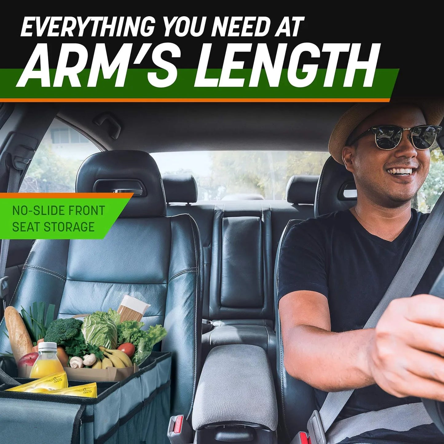 Car Trunk Organizer - Collapsible, Multi-Compartment Automotive SUV Car Organizer for Storage w/Adjustable Straps - Truck & Car