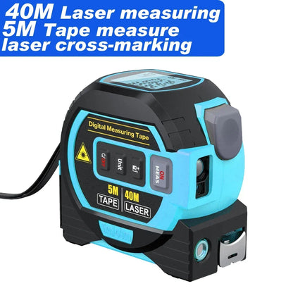 3 in 1 Laser Rangefinder 5M Tape Measure Ruler LCD Display with Backlight Distance Meter Building Measurement Device