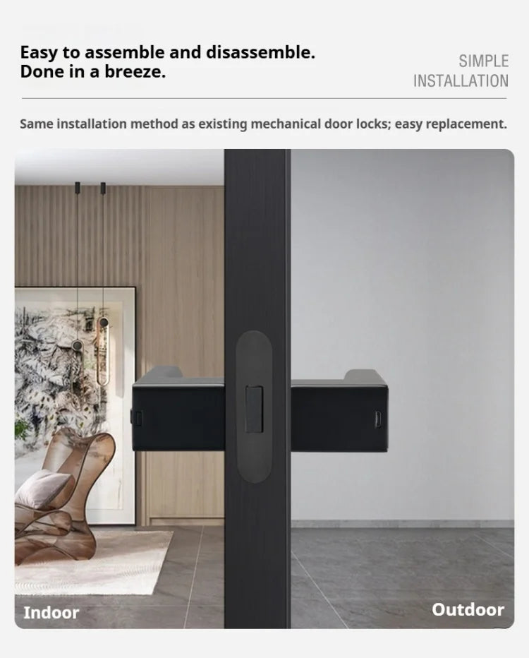 Bluetooth Fingerprint Smart Door Lock with Keyboard Handle for Home Apartment Office Front Door Bedroom Front Door Lock