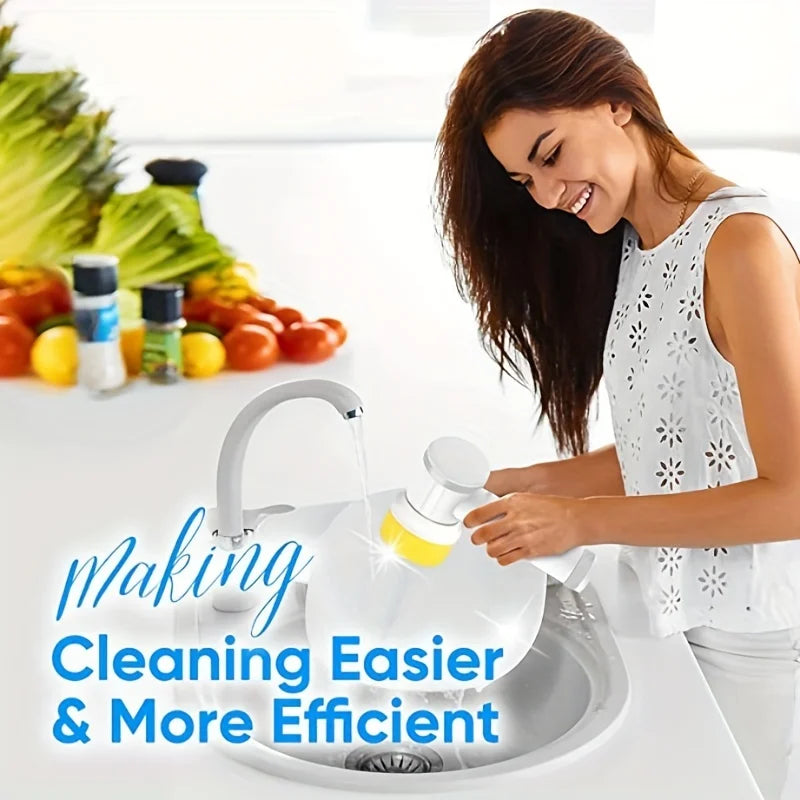 Electric Spin Scrubber, Electric Cleaning Brush 5-in-1 Handheld Kitchen Cleaner Cordless Spin Scrubber, Power Scrubber Bathroom