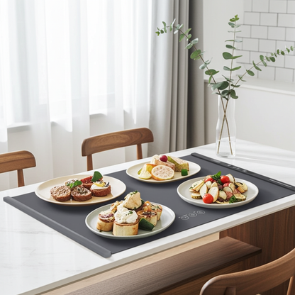 Electric Food Warmer Plate Foldable Warming Tray Plate Warmer Mat Food Fast Heating Portable Electric Warming Tray 8 Tem Setting